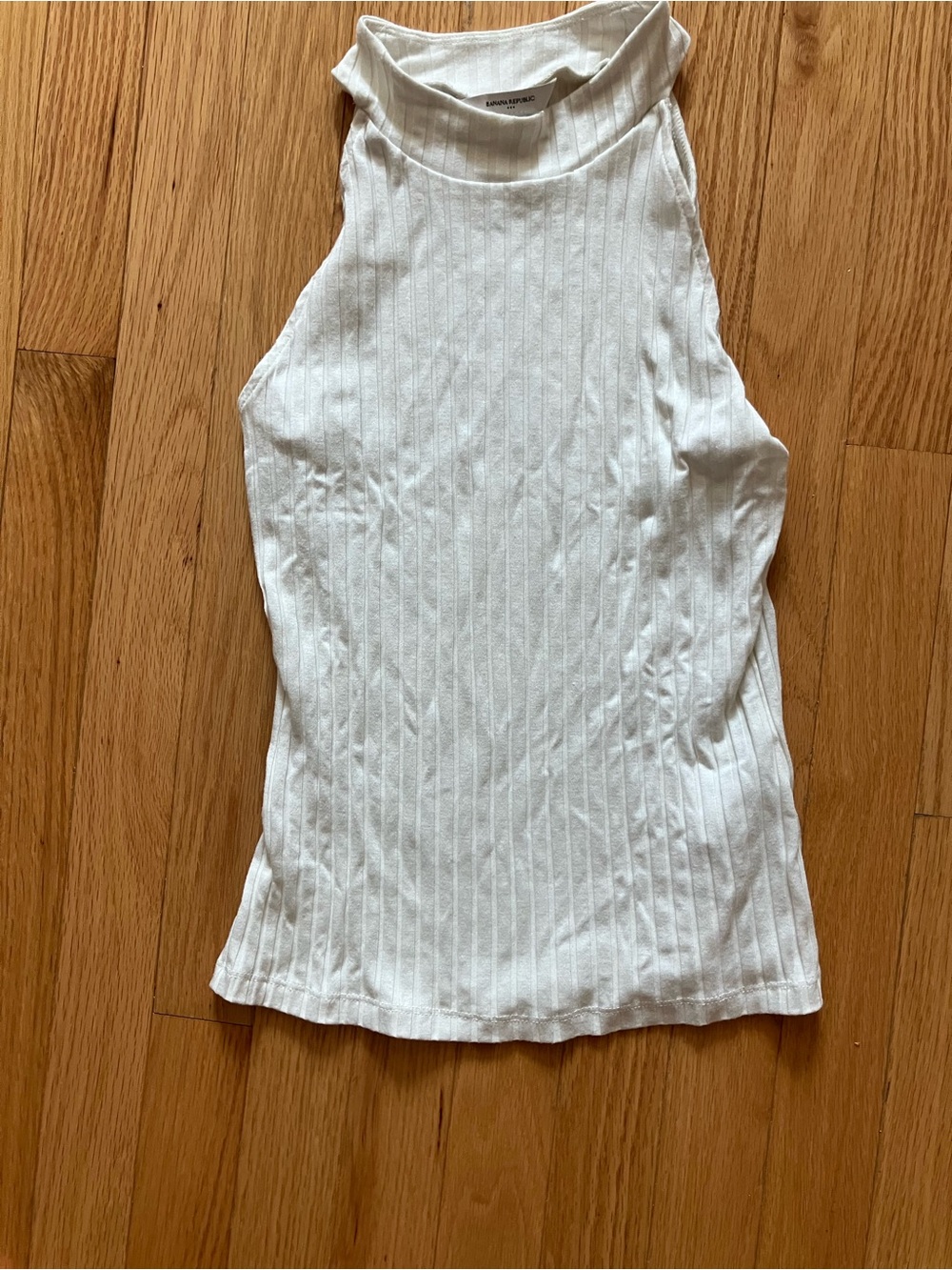Banana Republic White Ribbed High-Neck Tank